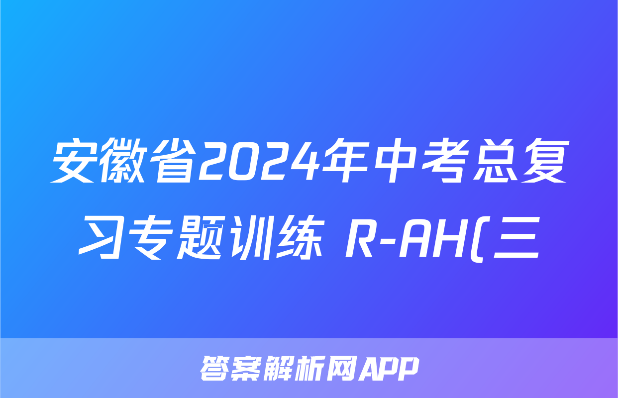 安徽省2024年中考总复习专题训练 R-AH(三)3物理答案